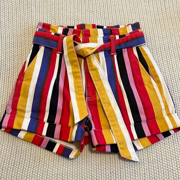 Express Pants - Colorful Striped High Waisted Jean Shorts